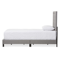 Baxton Studio WA1212-Twin-Grey Paris Upholstered Twin Size Tufting Bed